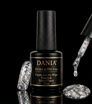 DANIÀ Finish Gel No Wipe Kautschuk – Silver Flakes 15 ml